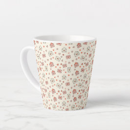 Caneca De Café Latte Cute Envelopes & Hearts Seamless Valentine