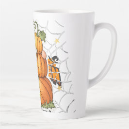 Caneca De Café Latte Cute Fall Gnome & Stacked Pumpkins Coffee