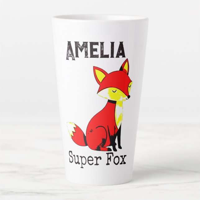 Caneca De Café Latte Cute Fox Personalizado  (Frente)