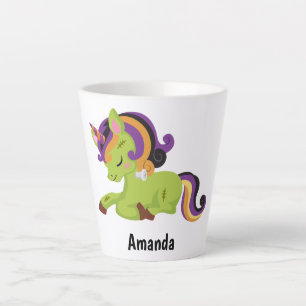 Caneca De Café Latte Cute Frankenstein Unicorn Halloween
