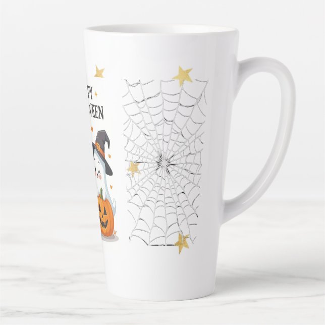 Caneca De Café Latte Cute Halloween Witch & Ghost Mug Desig (Direita)