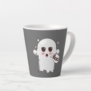Caneca De Café Latte Cute Kawaii Fantasma Dizendo Boo - Adorável Hallow