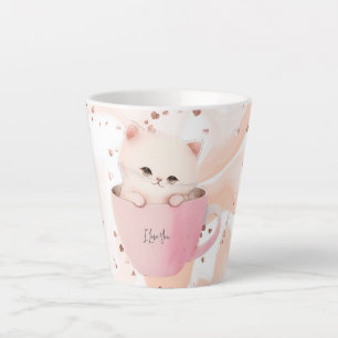 Caneca De Café Latte Cute Kitten em um Teacup