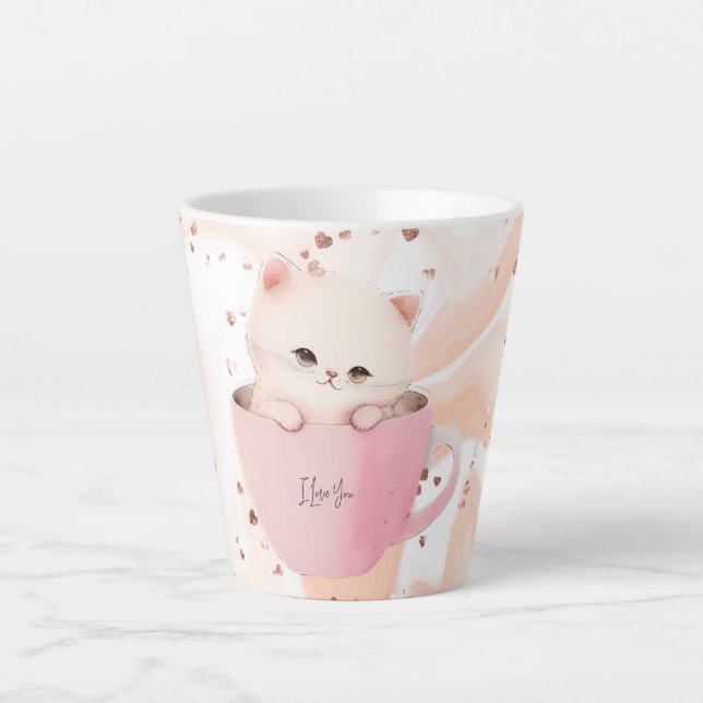 Caneca De Café Latte Cute Kitten em um Teacup (Frente)