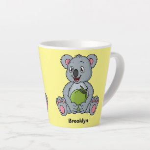 Caneca De Café Latte Cute koala and coconut cartoon illustration