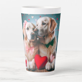 Caneca De Café Latte Cute labrador couple valentine's day
