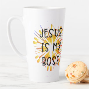 Caneca De Café Latte Cute Personalizado ★ JESUS É MEU CHEFE ★ Religião