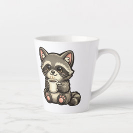 Caneca De Café Latte Cute Raccoon with Coffee – Cozy Kawaii Animal