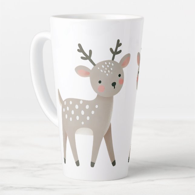 Caneca De Café Latte Cute Reindeer Drawing Christmas (Ângulo esquerdo)