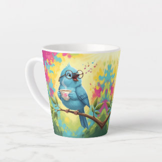 Caneca De Café Latte   Cute Singing Blue Bird Latte Mug