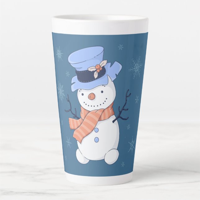 Caneca De Café Latte Cute Snowman (Frente)