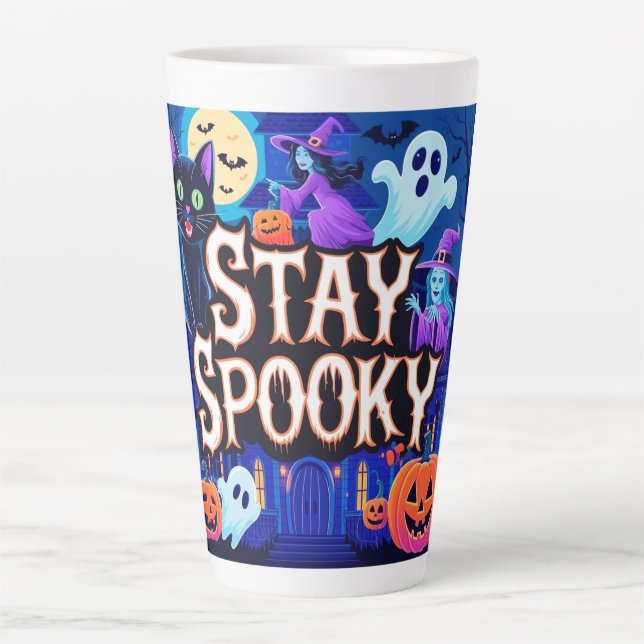 Caneca De Café Latte Cute stay spooky halloween (Frente)
