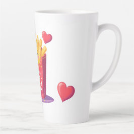 Caneca De Café Latte Cute Valentine French Fries Pun