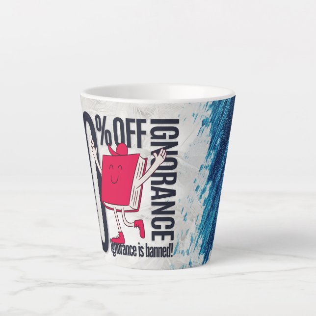 Caneca De Café Latte Cute Whimsical Reading Book Character  (Frente)