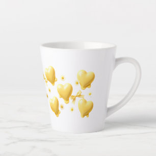 Caneca De Café Latte Cute Yellow Hearts Mug - Sweet Candy Love Pattern