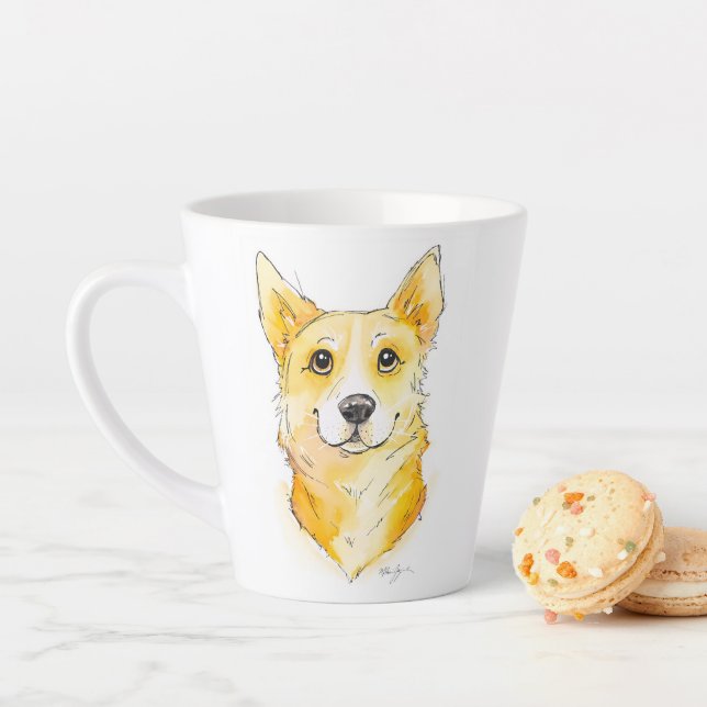 Caneca De Café Latte Cutie Corgi (In Situ)