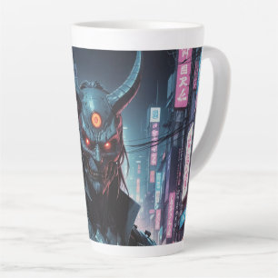 Caneca De Café Latte Cyberpunk Demon Samurai