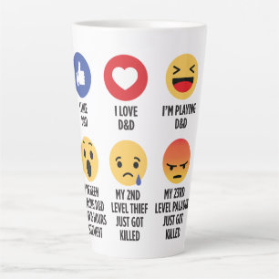 Caneca De Café Latte D&D Emojis