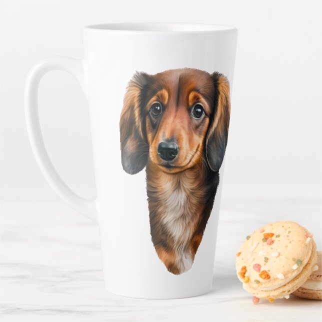 Caneca De Café Latte Dachshund Puppy Portraje Doxie Dog (In Situ)
