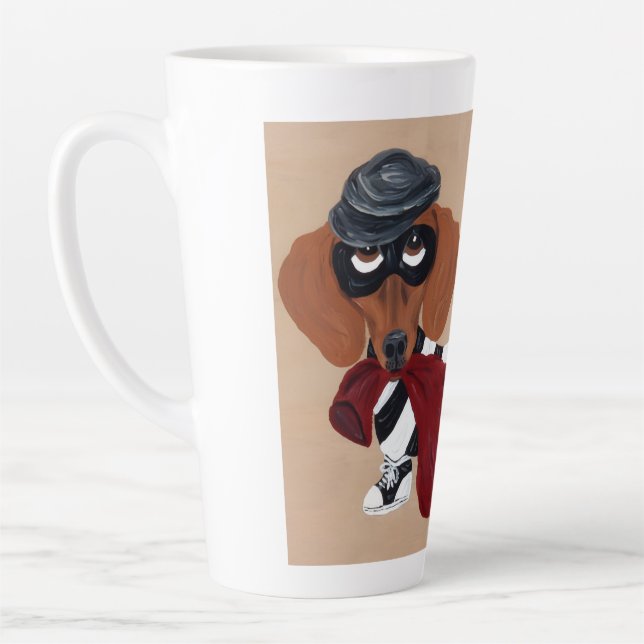 Caneca De Café Latte Dachshund Treat Thief Burglar (Esquerda)