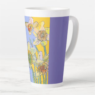 Caneca De Café Latte Daffodil Painting Mão Pintada Latte Mug