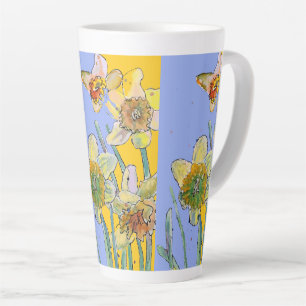 Caneca De Café Latte Daffodil Pintura Mão Pintada Lã Flórida
