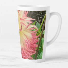 Caneca De Café Latte Dahlia Rosa e Amarelo