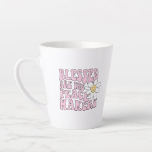Caneca De Café Latte Daisy and Peace Makers Slogan