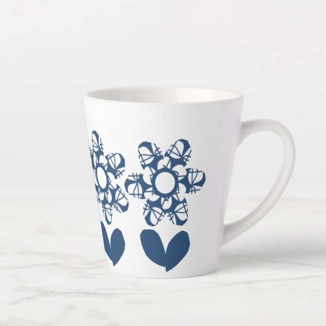 Caneca De Café Latte Daisy Azul Deco (Direita)