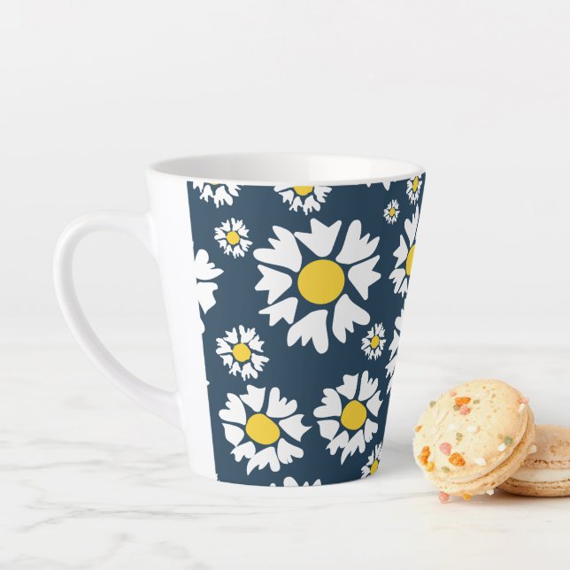 Caneca De Café Latte Daisy Pattern, Floral Pattern, White Daisies (In Situ)