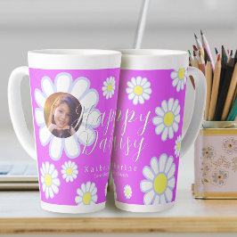 Caneca De Café Latte Daisy Simple Photo Violet