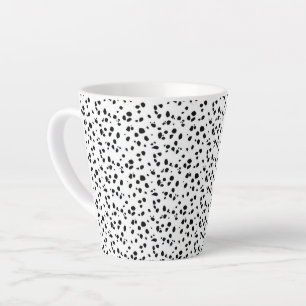 Caneca De Café Latte Dalmaciano Coloca Impressão, Padrão Preto E Branco