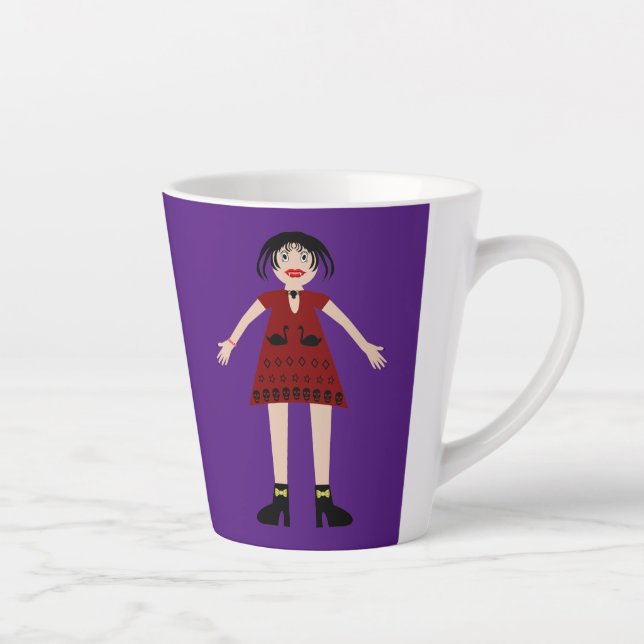 Caneca De Café Latte Dama Vampira do Halloween Gótico (Direita)