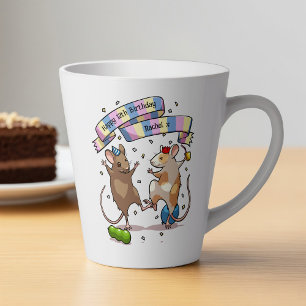 Caneca De Café Latte Dançando Nome e Idade Feliz Festa de Aniversário