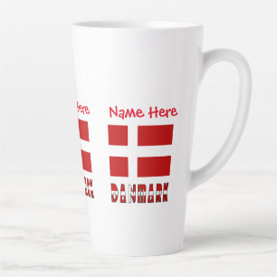 Caneca De Café Latte Danmark Dannebrog Red Personalization