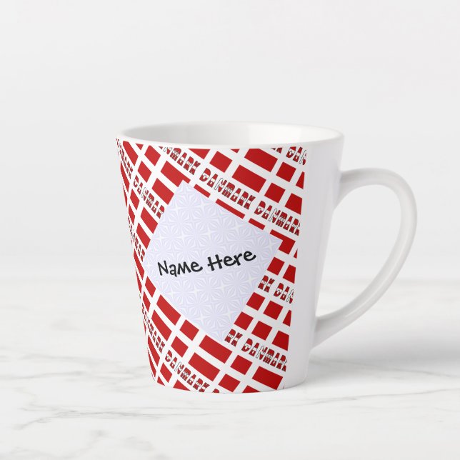 Caneca De Café Latte Danmark og Dannebrog Tiled with Your Name (Direita)