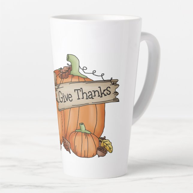 Caneca De Café Latte Dar Obrigados (Ângulo direito)