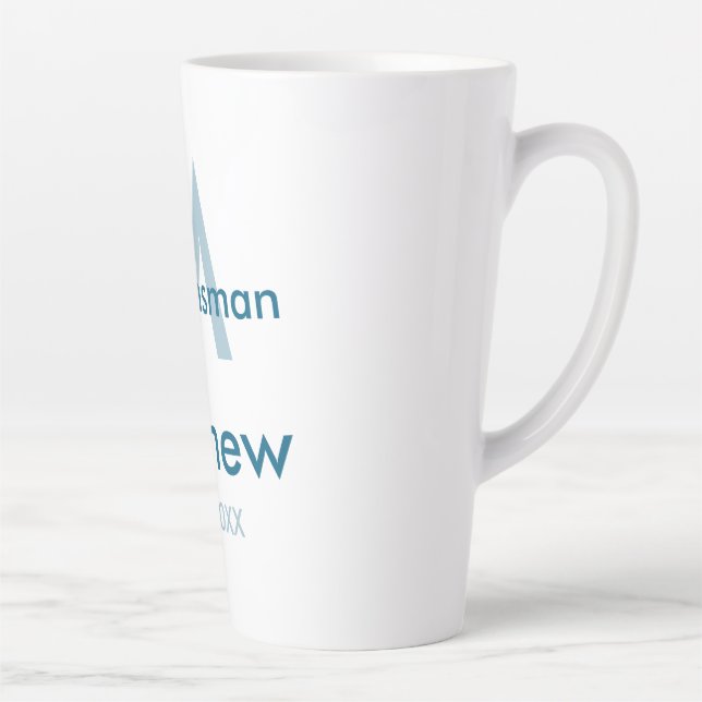 Caneca De Café Latte data de letra do nome do padrinho de casamento azu (Direita)