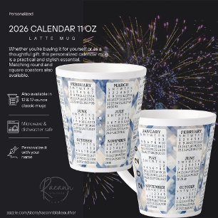 Caneca de Café Latte de 12 oz com Calendário Perso