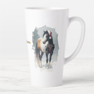 Caneca de Café Latte de Natal Equestre