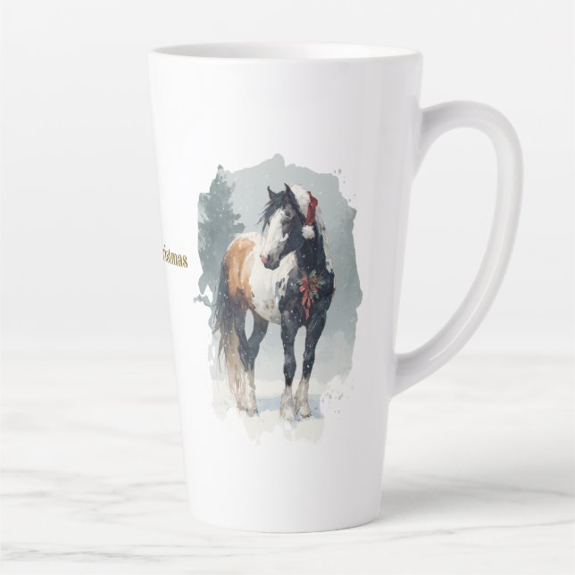 Caneca de Café Latte de Natal Equestre (Direita)