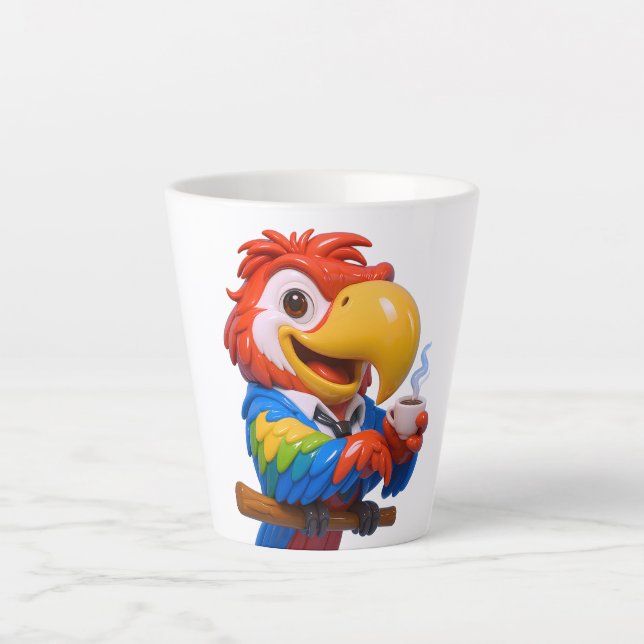 Caneca de Café Latte de Papagaio Exótico Tropical  (Frente)