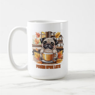 Caneca De Café Latte de Tempero de Abóbora Pug Fofo Engraçado Out