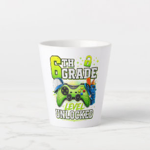 Caneca De Café Latte De Volta à Escola 6º Sexto Ano Nível Desbloqueado