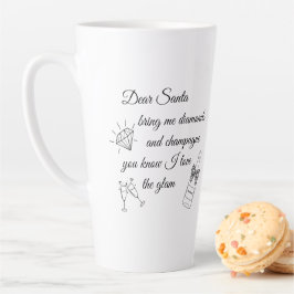 Caneca De Café Latte Dear Santa Champagne & Diamonds Line Art Design