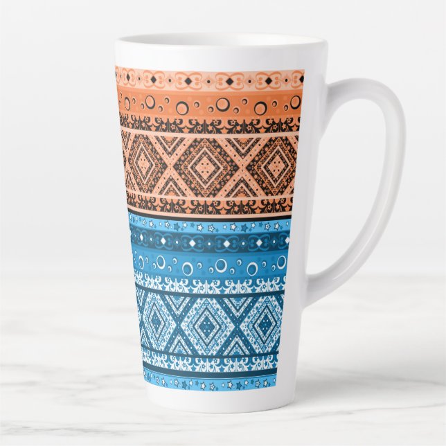Caneca De Café Latte Decoração moderna abstrata ornamental remendo geom (Direita)