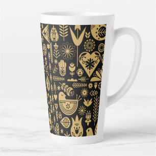 Caneca De Café Latte Decorações Nórdicas de Natal Escandinavo