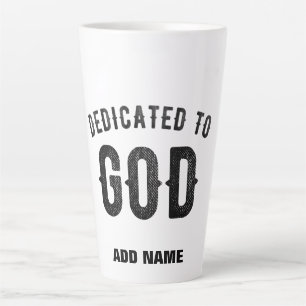 CANECA DE CAFÉ LATTE DEDICADO A DEUS TEXTO NEGRO PERSONALIZÁVEL LEGAL