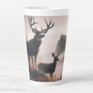 Caneca De Café Latte Deer em pé majesticamente na Misty Mountain