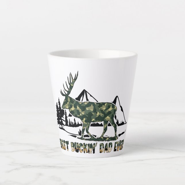 Caneca De Café Latte Deer Hunter | Canhões | Melhor Pai Nunca | Camufla (Frente)